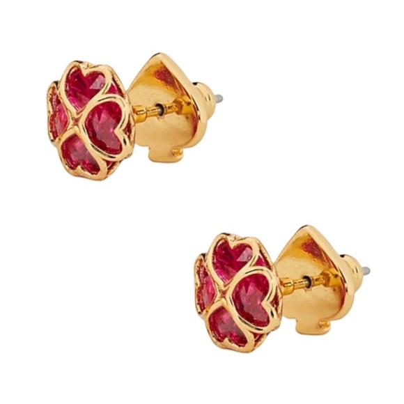 KATE SPADE • Something Sparkly Ruby Red Crystal Clover Earrings - Picture 5 of 7